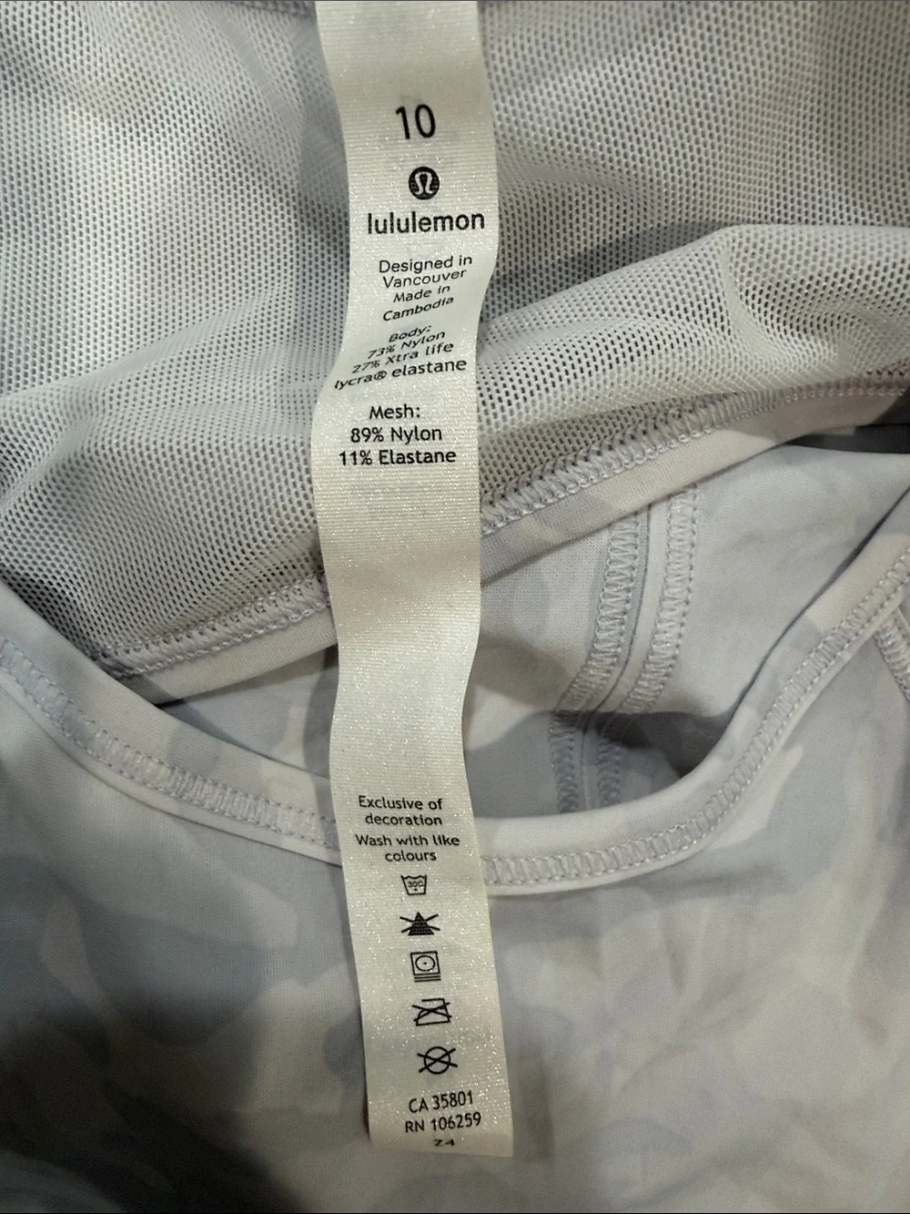 lululemon athletica Light Gray Camouflage Racerback Tank